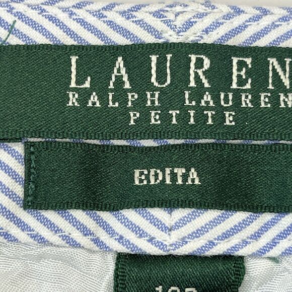 Ralph Lauren Green Label EDITA Lined Pant Slim Blue/White Pinstripe Sz 12 Petite - Picture 4 of 13